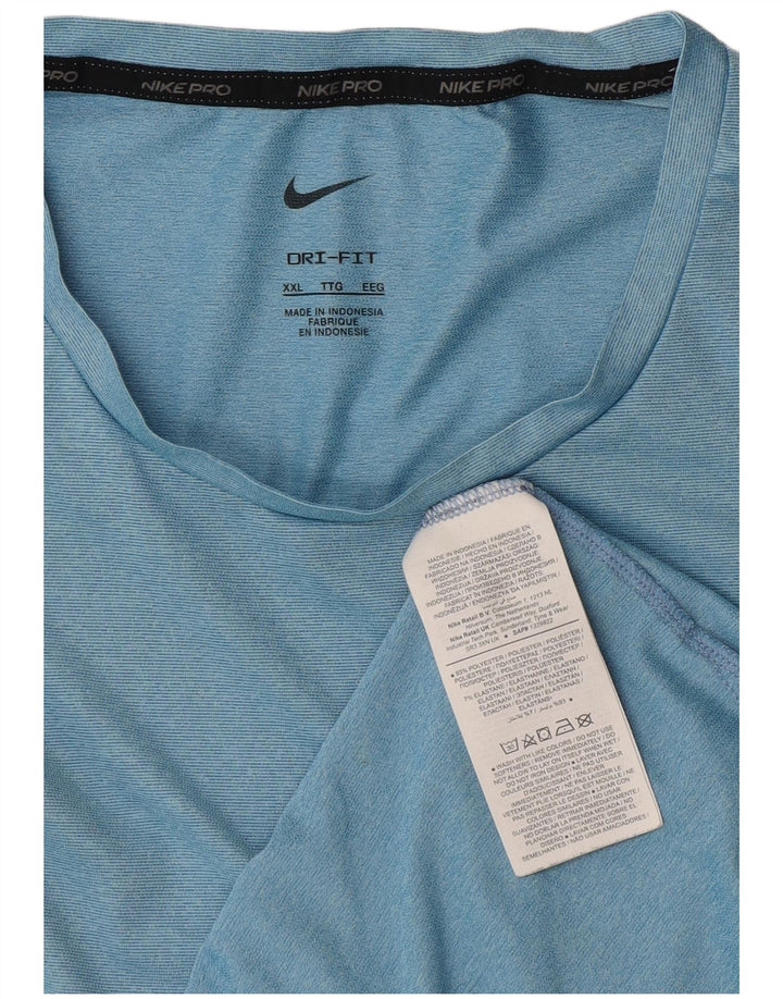 Nike Mens Dri Fit T-Shirt Top 2XL Blue Polyester