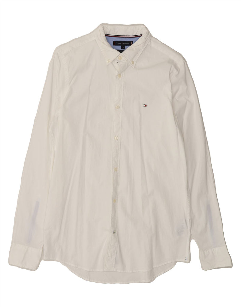 TOMMY HILFIGER Mens Slim Fit Shirt Medium White Cotton Vintage Tommy Hilfiger and Second-Hand Tommy Hilfiger from Messina Hembry 