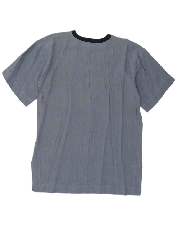 Vintage Womens Longline Graphic T-Shirt Top UK 14 Medium Blue Retro
