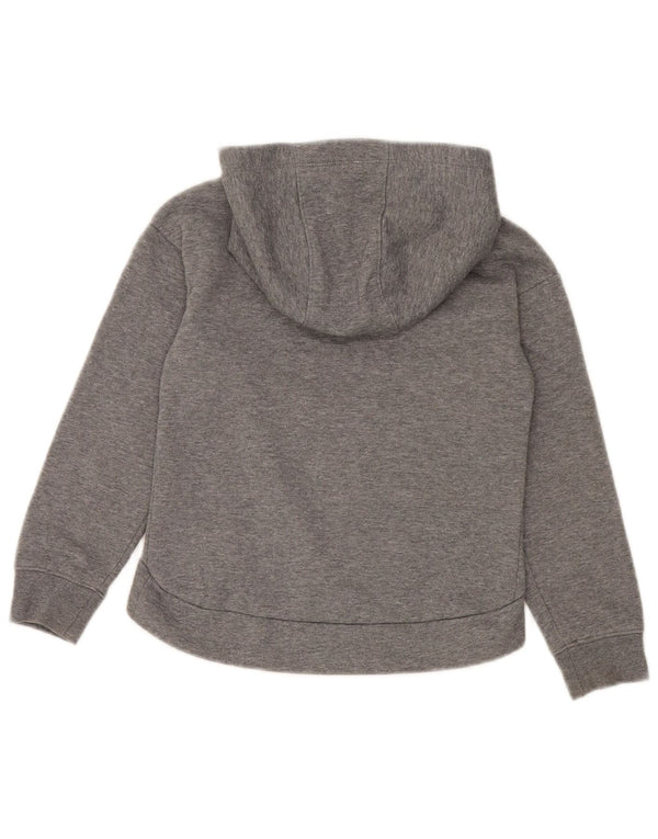 Nike Girls Graphic Hoodie Jumper 6-7 Years Large Grey Cotton