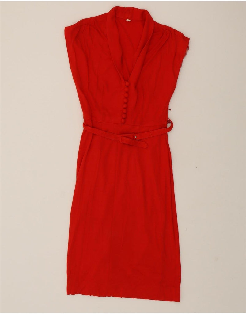 VINTAGE Womens Sleeveless Basic Dress EU 36 Small Red Polyacrylic Vintage Vintage and Second-Hand Vintage from Messina Hembry 