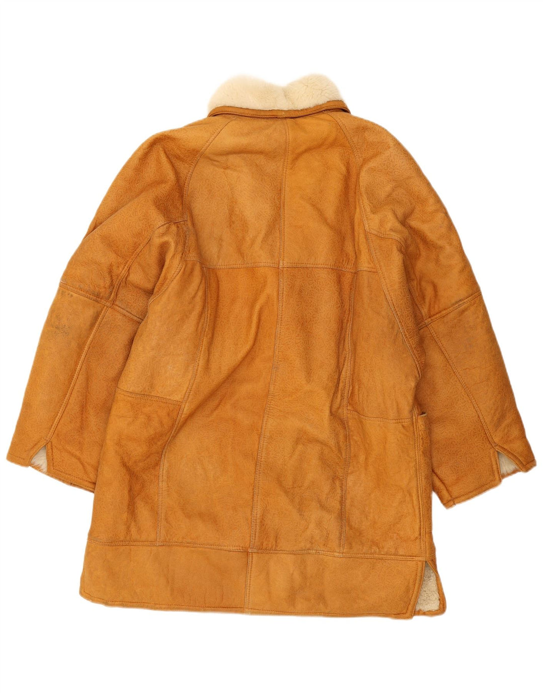 Vintage Womens Oversized Shearling Coat UK 14 Medium Beige
