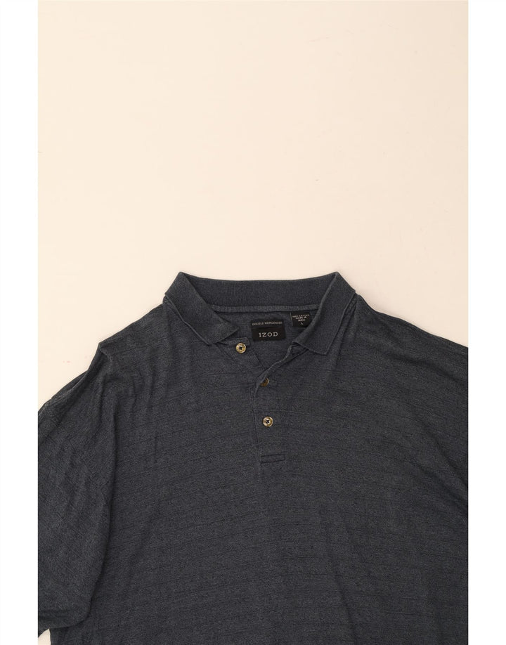 IZOD Mens Polo Shirt Large Navy Blue Striped Cotton Vintage Izod and Second-Hand Izod from Messina Hembry 