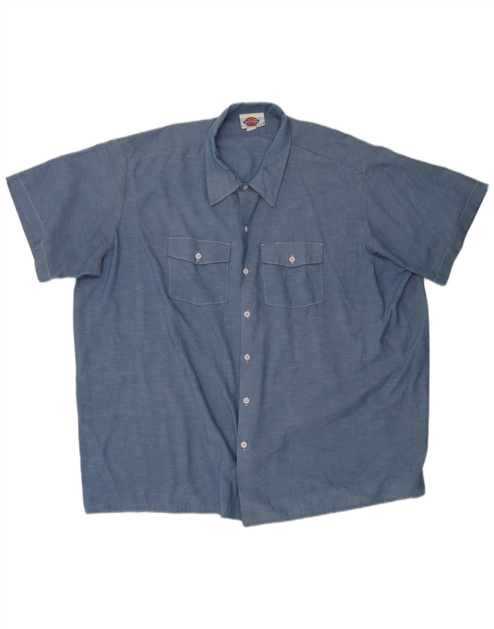 Dickies Mens Short Sleeve Shirt 4XL Blue Polyester