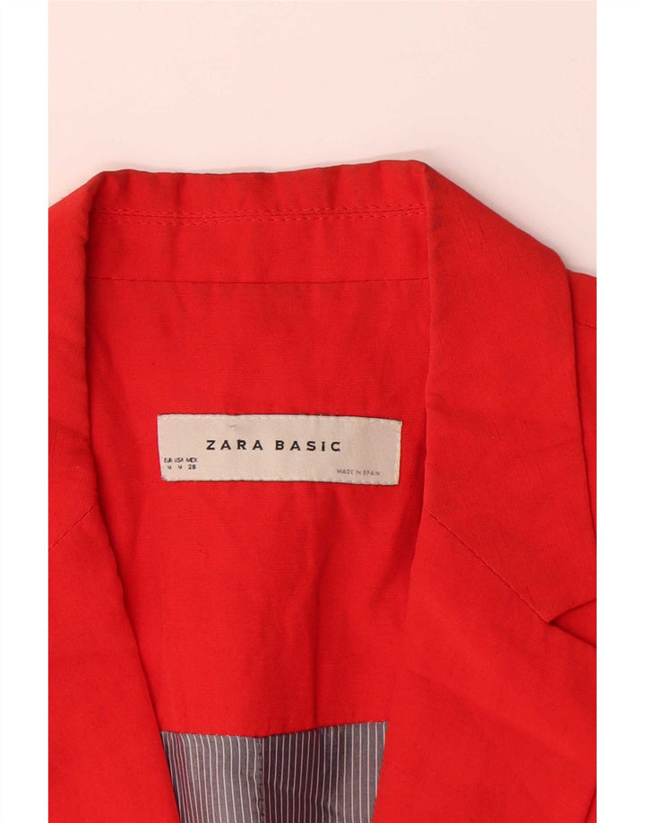 Zara Womens 1 Button Blazer Jacket UK 12 Medium Red Viscose