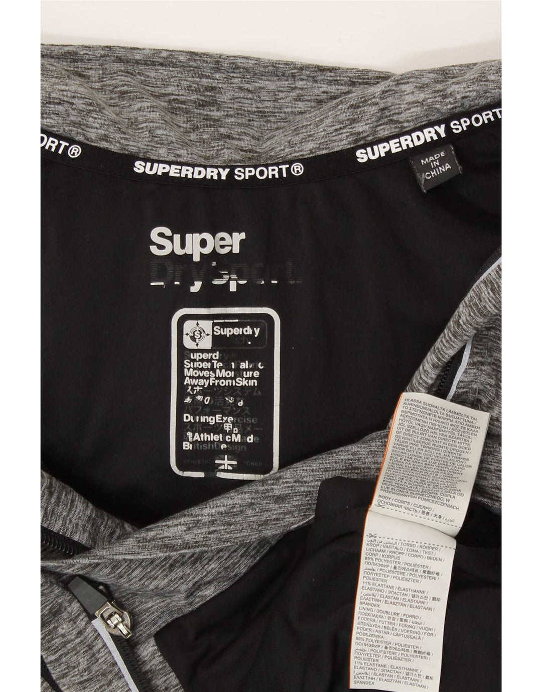 SUPERDRY Womens Graphic Zip Hoodie Sweater UK 14 Medium Grey Flecked