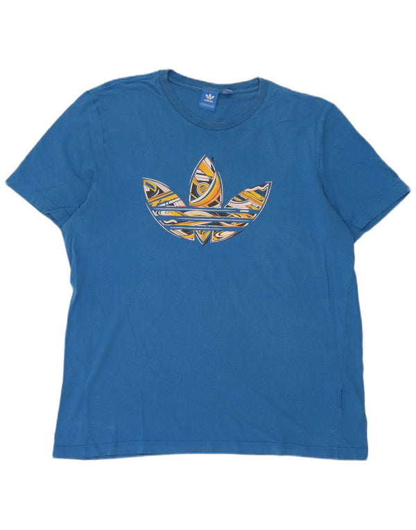 Adidas Womens Graphic T-Shirt Top UK 18 XL Blue Cotton