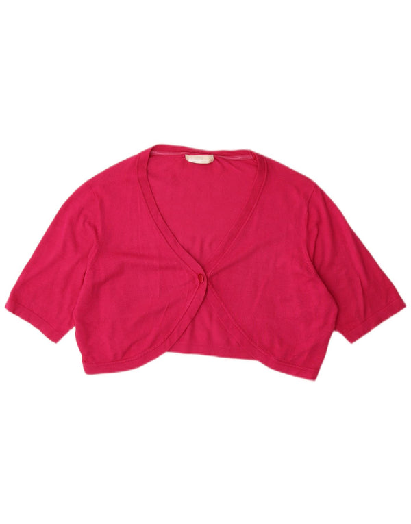 Marks & Spencer Womens Short Sleeve Bolero Cardigan Sweater UK 18 XL Pink