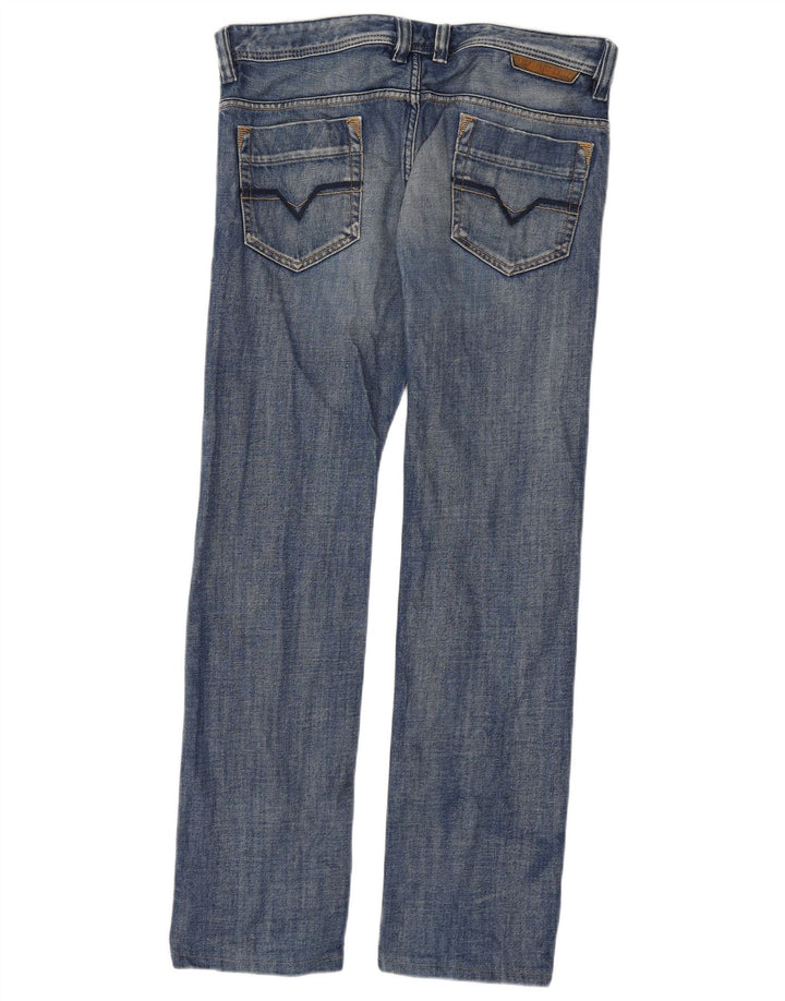 Diesel Mens Straight Jeans W32 L32 Blue Cotton