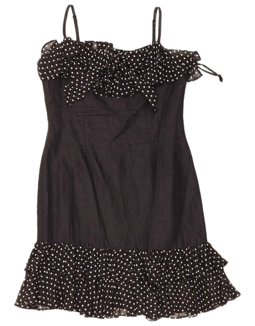 LUISA SPAGNOLI Womens Slip Dress IT 44 Medium Black Polka Dot Linen