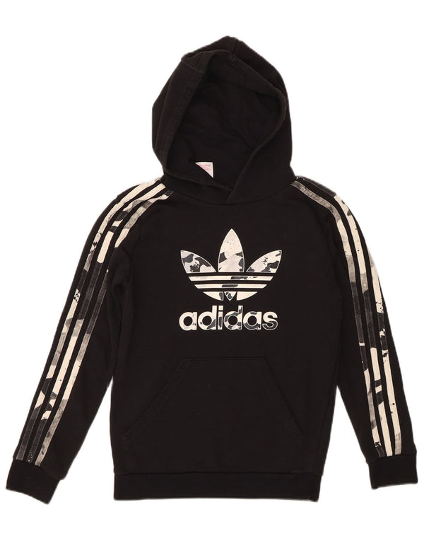 Adidas Boys Graphic Hoodie Jumper 10-11 Years Black Camouflage Cotton