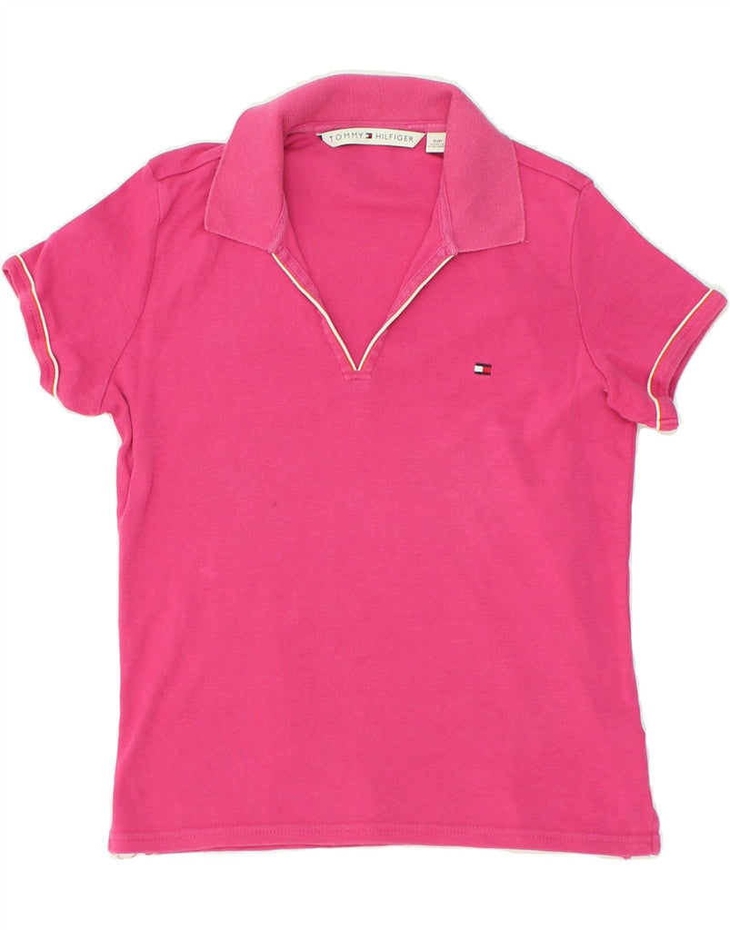 TOMMY HILFIGER Womens Polo Shirt UK 10 Small Pink Cotton | Vintage Tommy Hilfiger | Thrift | Second-Hand Tommy Hilfiger | Used Clothing | Messina Hembry 