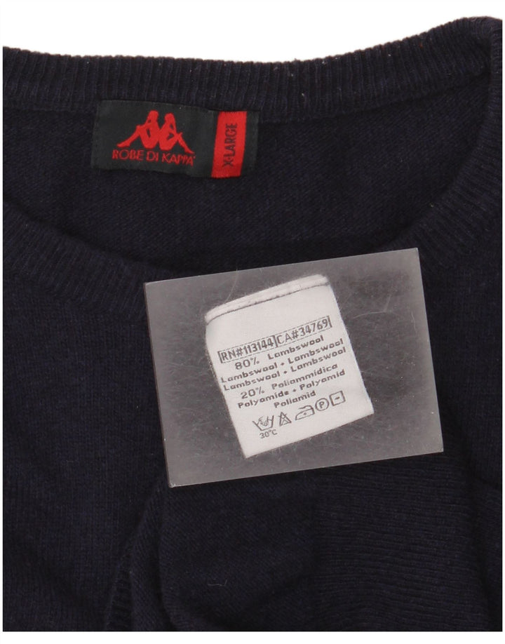 Kappa Mens Crew Neck Jumper Sweater XL Navy Blue Lambswool