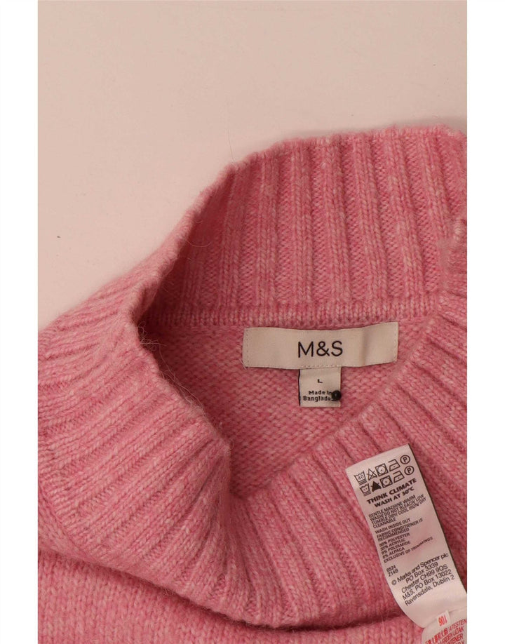 Marks & Spencer Womens Turtle Neck Jumper Sweater UK 16 Large Pink