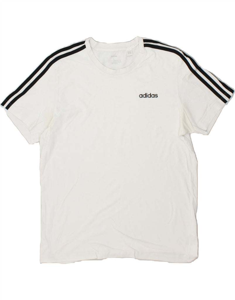 ADIDAS Mens T-Shirt Top Large White Cotton | Vintage Adidas | Thrift | Second-Hand Adidas | Used Clothing | Messina Hembry 