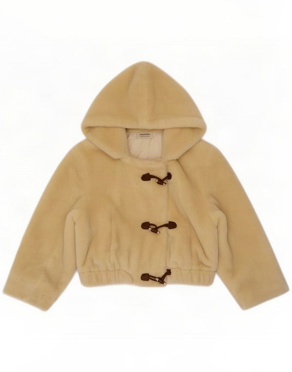 Anteprima Womens Oversized Hooded Faux Fur Jacket UK 10 Small Off White