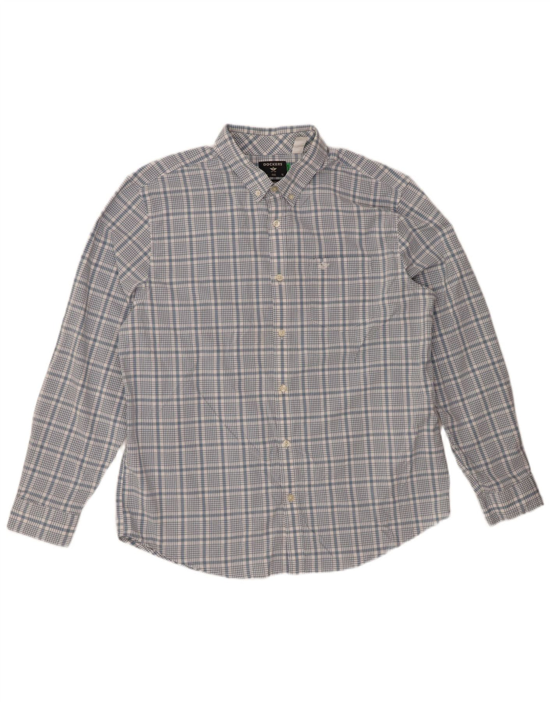 DOCKERS Mens Classic Fit Shirt XL Blue Check Cotton