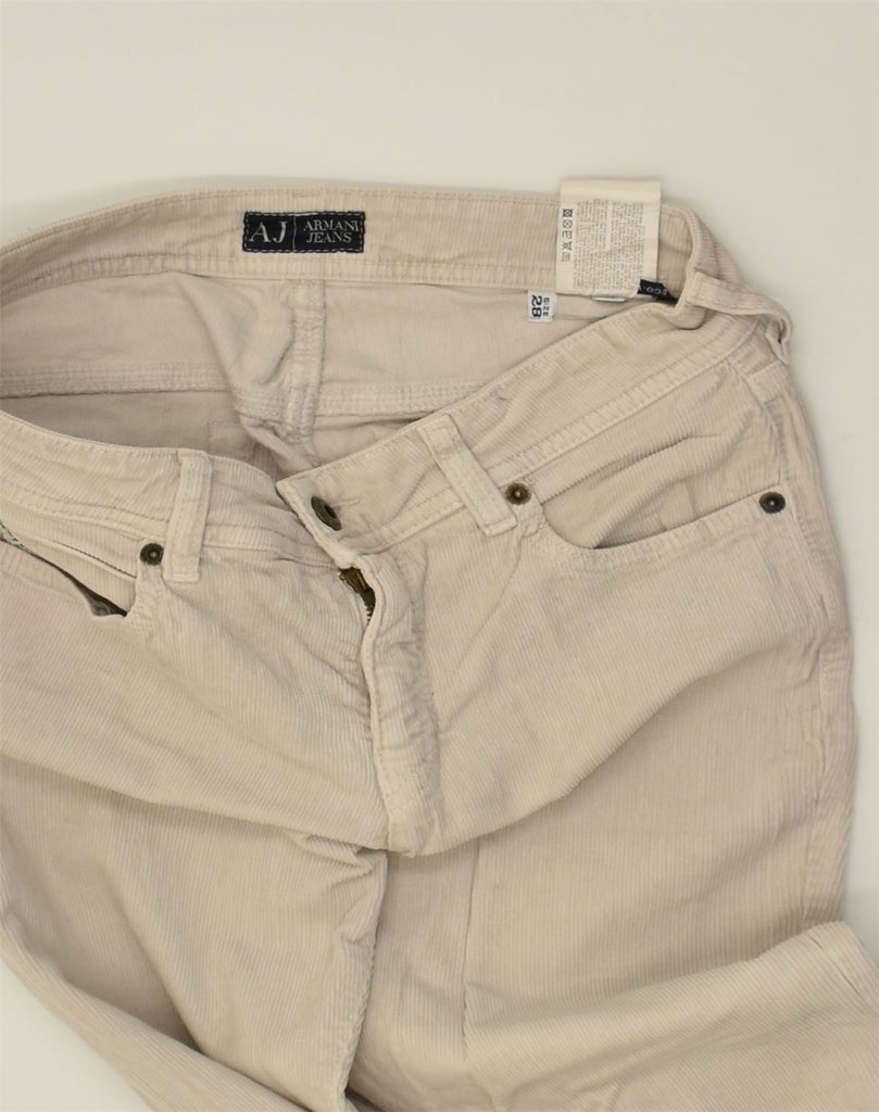 ARMANI JEANS Womens Straight Corduroy Trousers W28 L32  Off White Cotton | Vintage Armani Jeans | Thrift | Second-Hand Armani Jeans | Used Clothing | Messina Hembry 