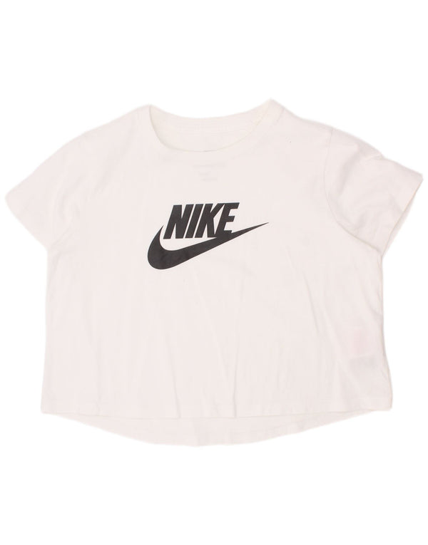 Nike Girls Graphic T-Shirt Top 12-13 Years Large White Cotton