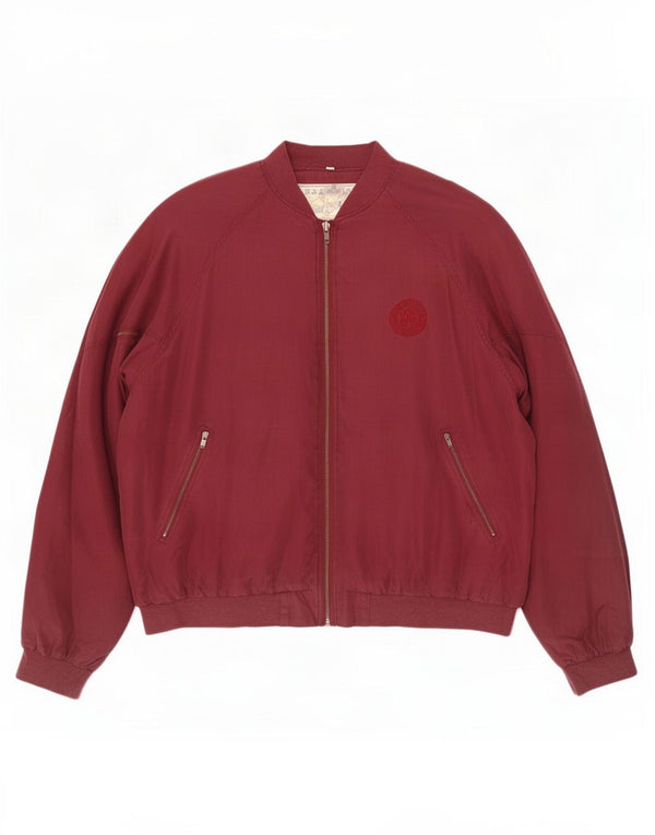 Al Bright Mens Bomber Jacket UK 42 XL Burgundy Silk