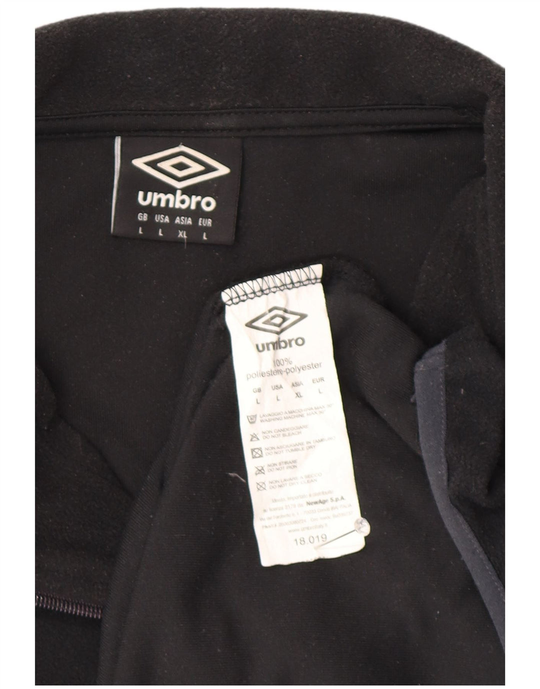Umbro Mens Zip Neck Fleece Jumper Large Black Polyester