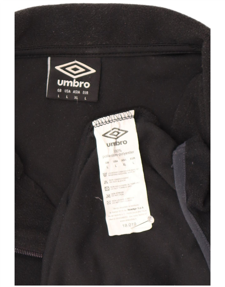 Umbro Mens Zip Neck Fleece Jumper Large Black Polyester