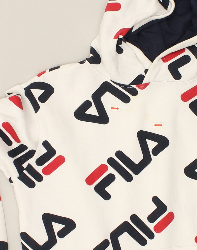 FILA Boys Graphic Hoodie Jumper 15-16 Years 2XL White Cotton | Vintage Fila | Thrift | Second-Hand Fila | Used Clothing | Messina Hembry 