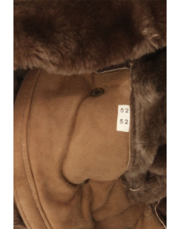 Vintage Mens Shearling Double Breasted Coat IT 52 XL Brown