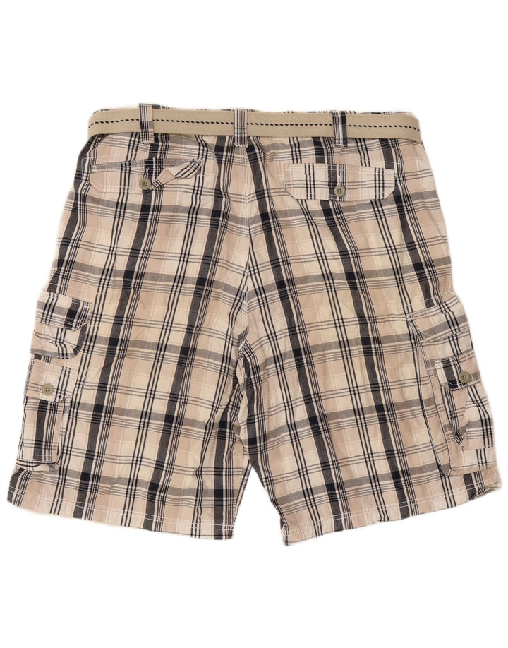 Lee Mens Dungarees Cargo Shorts W42 2XL Beige Check Cotton