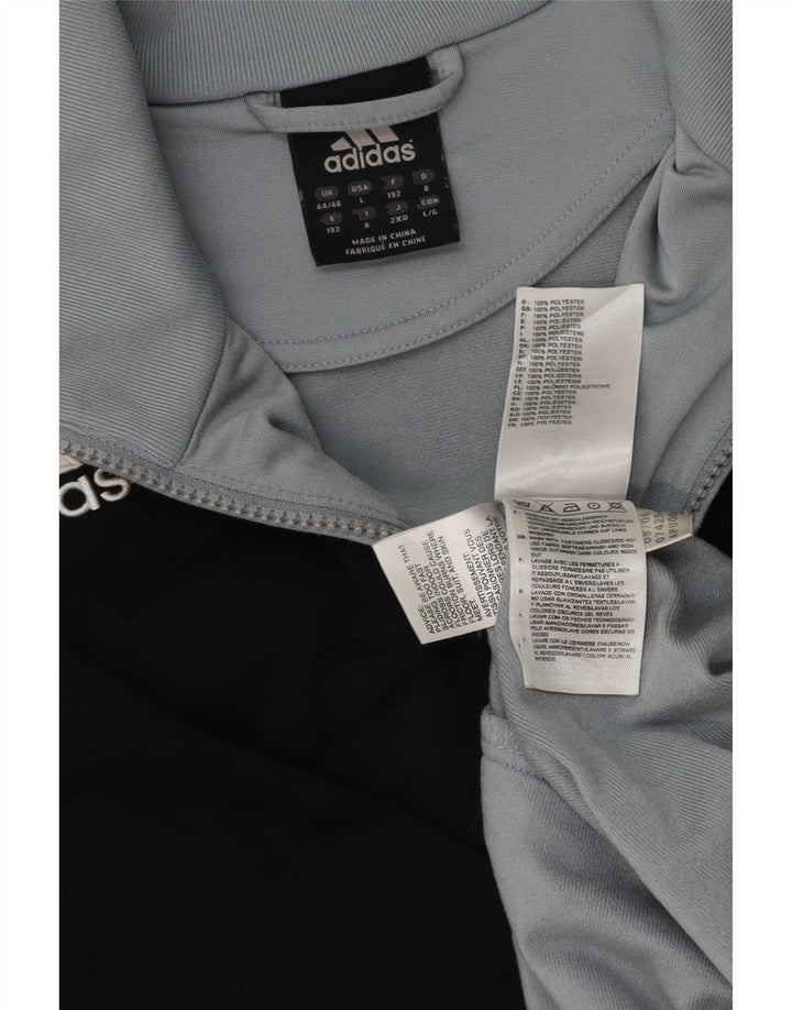 Adidas Mens Tracksuit Top Jacket IT 44/46 Large Grey Colourblock Polyester
