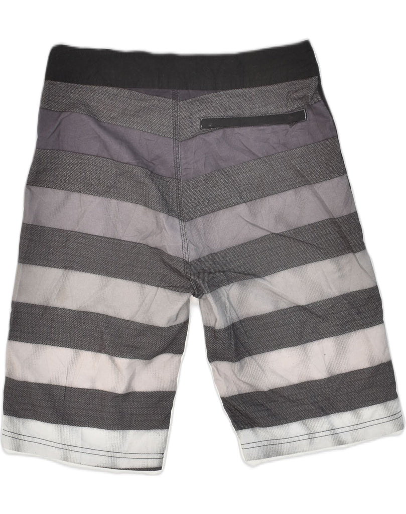 HURLEY Mens Graphic Swimming Shorts W28 Small Grey Striped Polyester | Vintage Hurley | Thrift | Second-Hand Hurley | Used Clothing | Messina Hembry 