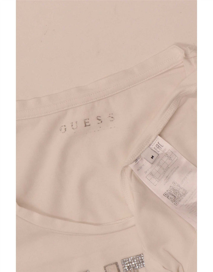 Guess Womens Graphic T-Shirt Top UK 8 Small White Cotton