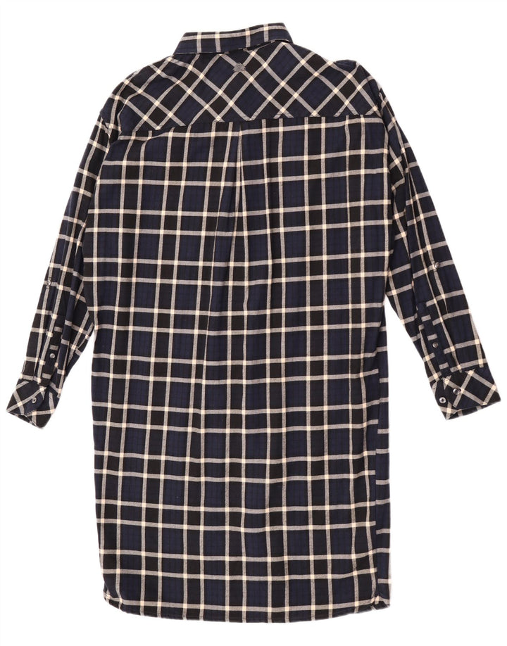 Barbour Womens Long Sleeve Shirt Dress UK 10 Small  Navy Blue Check