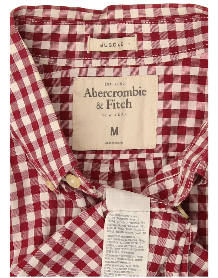 Abercrombie & Fitch Mens Checked Muscle Fit Shirt Medium Red Gingham