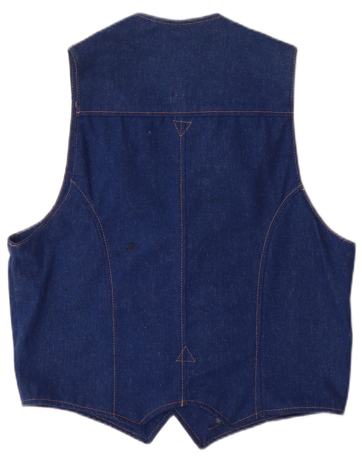 VINTAGE Womens Denim Waistcoat UK 14 Medium Blue