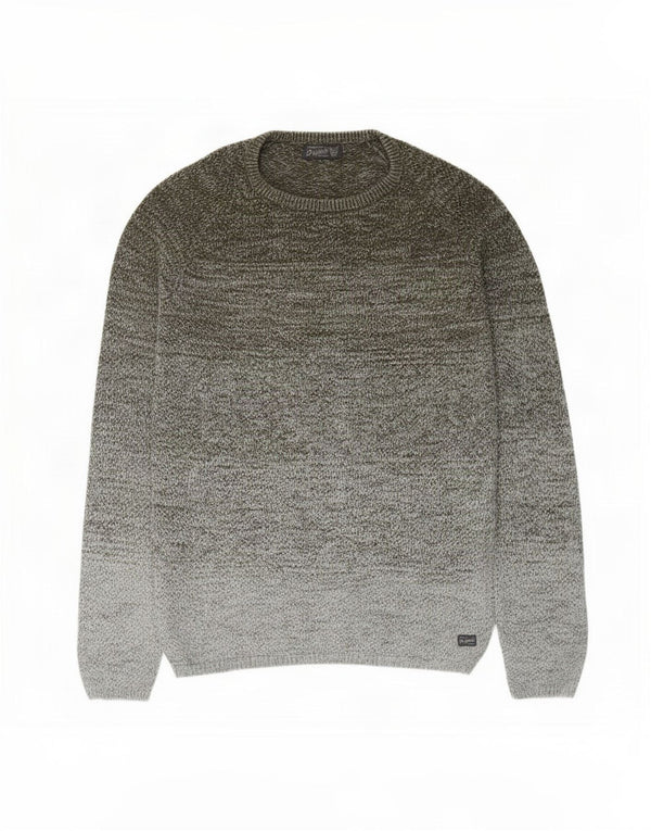 Jack & Jones Mens Boat Neck Jumper Sweater Large Khaki Flecked