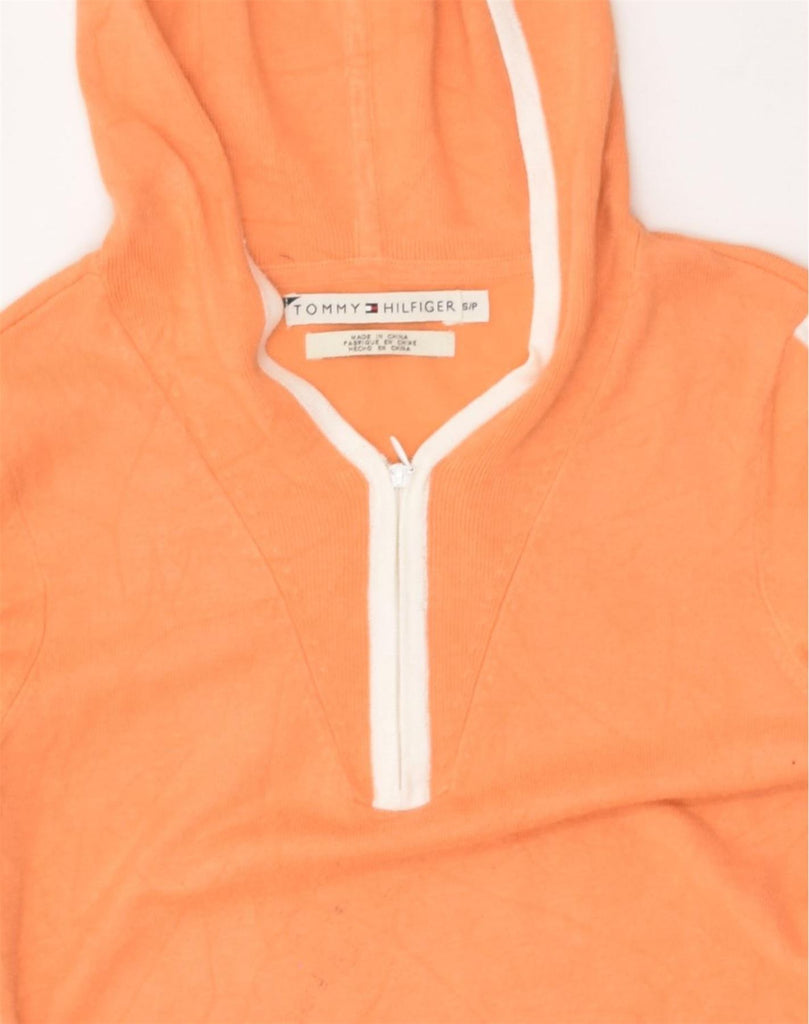 TOMMY HILFIGER Womens Hooded Top Long Sleeve UK 10 Small Orange Rayon | Vintage Tommy Hilfiger | Thrift | Second-Hand Tommy Hilfiger | Used Clothing | Messina Hembry 