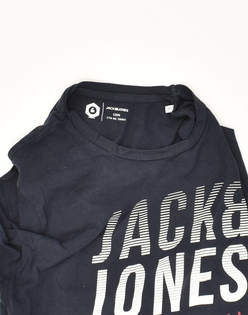 JACK & JONES Mens Slim Graphic T-Shirt Top Large Navy Blue Cotton | Vintage Jack & Jones | Thrift | Second-Hand Jack & Jones | Used Clothing | Messina Hembry 