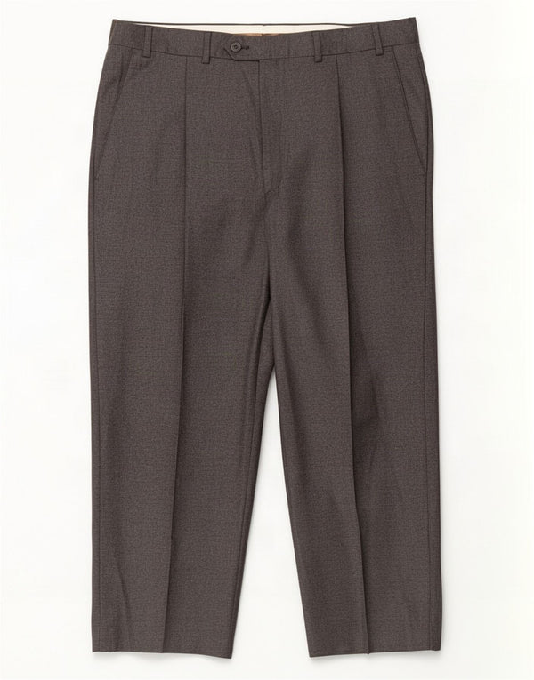 Marks & Spencer Mens Crop Suit Trousers W36 L24 Grey Wool