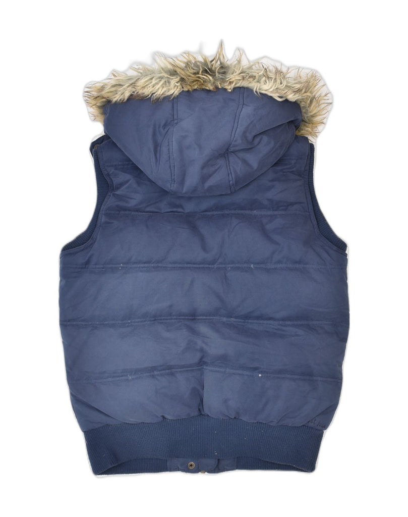 FAT FACE Womens Hooded Padded Gilet UK10 Small Blue Polyester | Vintage | Thrift | Second-Hand | Used Clothing | Messina Hembry 