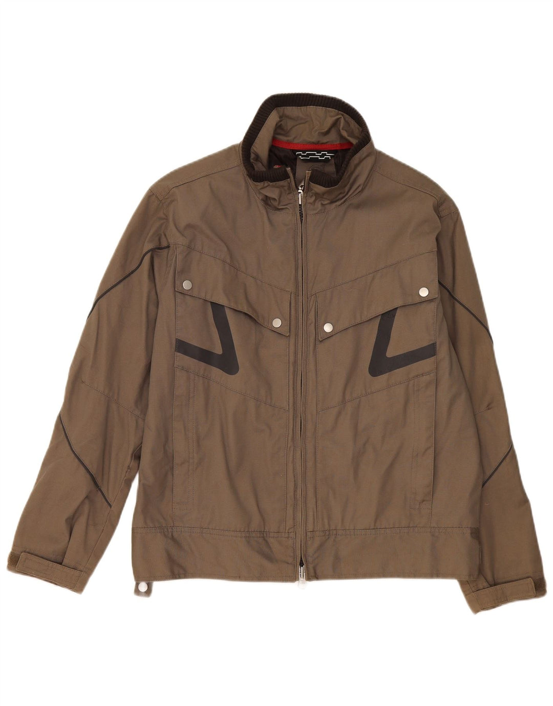 Volvo Mens Graphic Bomber Jacket UK 38 Medium Grey Colourblock Cotton