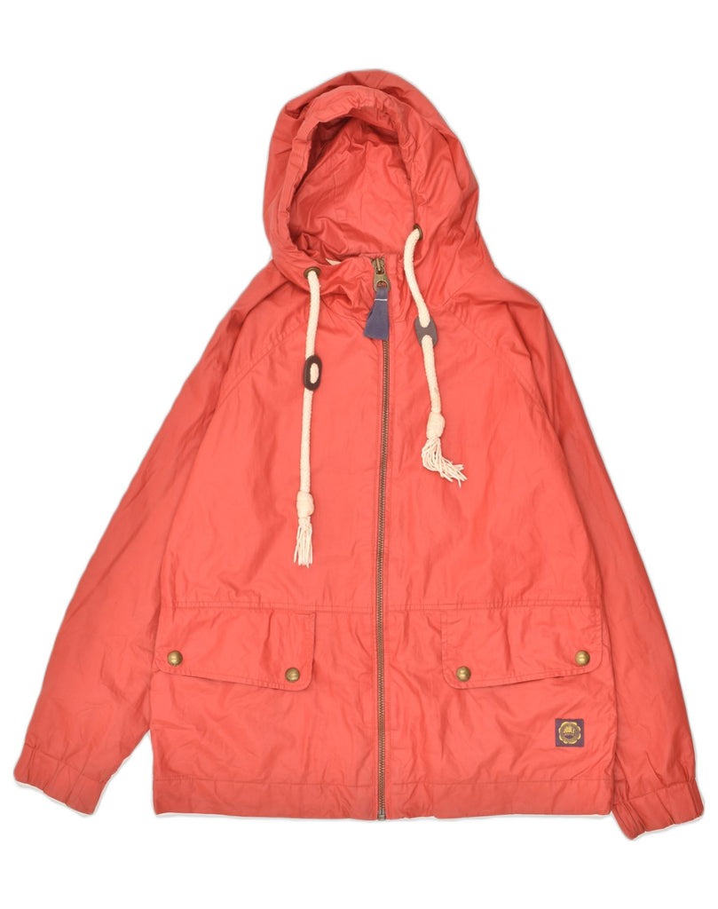 JOULES Womens Oversized Hooded Bomber Jacket UK 10 Small Red Cotton | Vintage Joules | Thrift | Second-Hand Joules | Used Clothing | Messina Hembry 