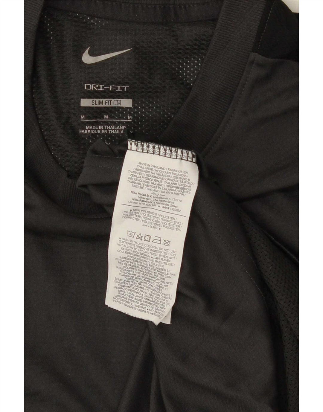Nike Mens Dri Fit Slim T-Shirt Top Medium Grey Colourblock Polyester