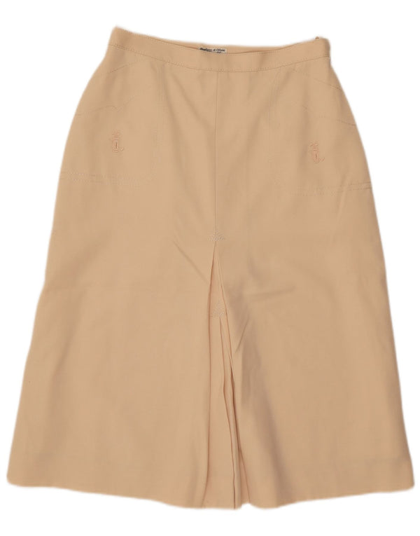 Vintage Womens High Waist A-Line Skirt IT 44 Medium W26  Beige Viscose