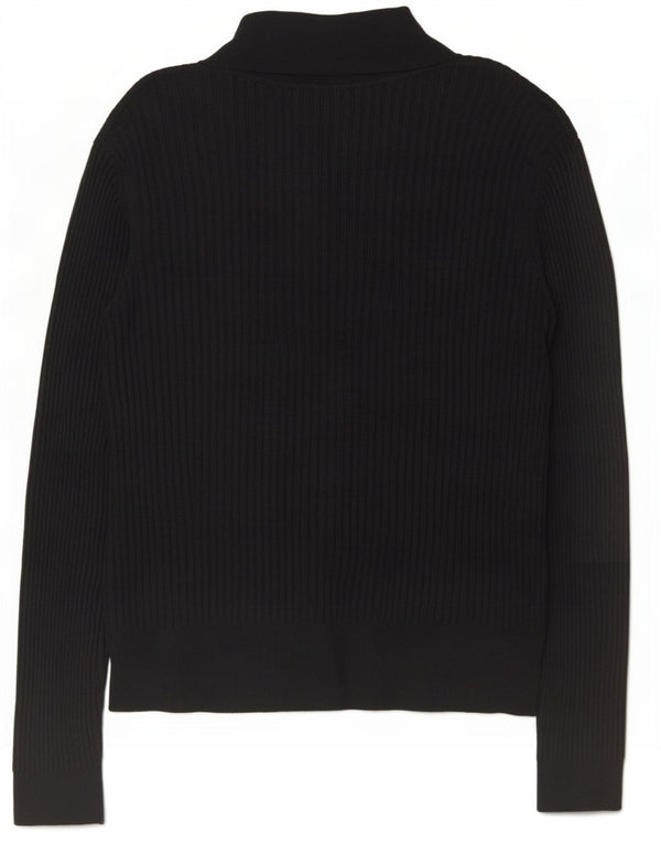 Zara Womens Long Sleeve Polo Shirt UK 14 Medium Black Viscose