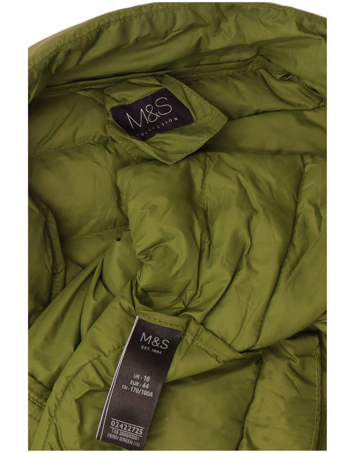 Marks & Spencer Womens Padded Jacket UK 16 Large Green Polyamide