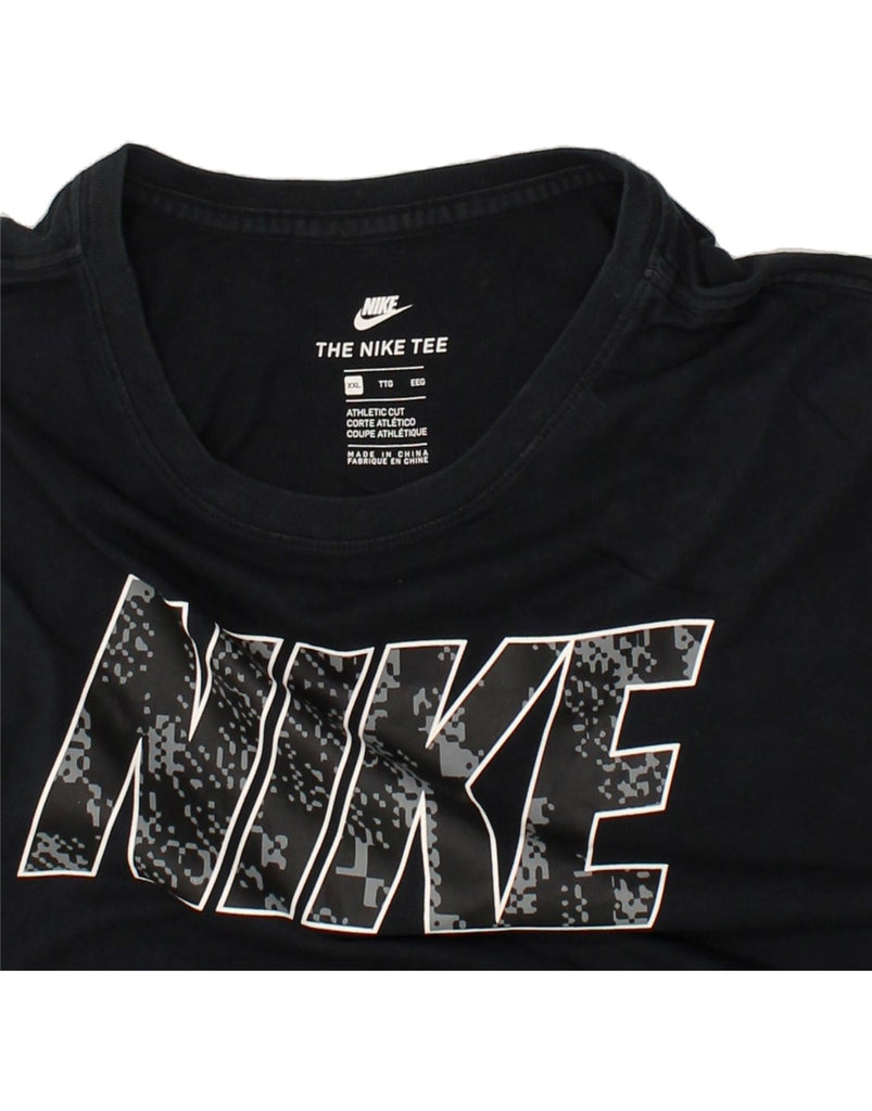 NIKE Mens Athletic Cut Graphic T-Shirt Top 2XL Black Cotton | Vintage Nike | Thrift | Second-Hand Nike | Used Clothing | Messina Hembry 