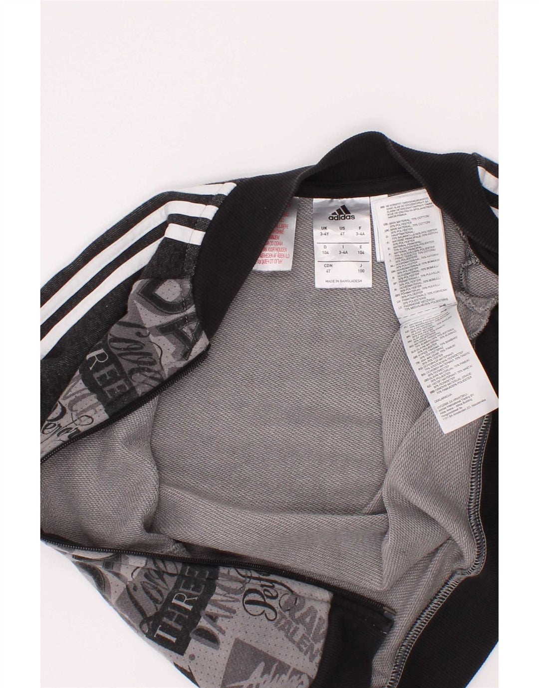 Adidas Boys Graphic Tracksuit Top Jacket 3-4 Years Grey Colourblock Cotton