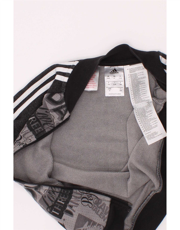 Adidas Boys Graphic Tracksuit Top Jacket 3-4 Years Grey Colourblock Cotton