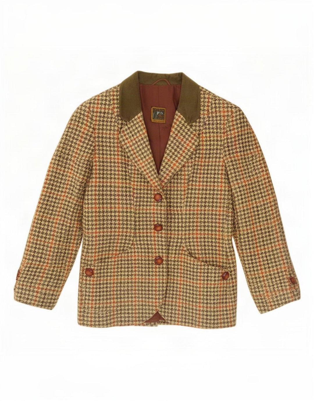Imerio Tacchella Womens Blazer Jacket IT 46 Large Yellow Houndstooth